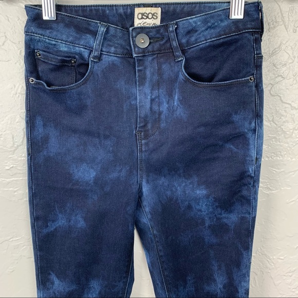 ASOS high waisted tie dye wash skinny jeans 2 - Picture 2 of 8